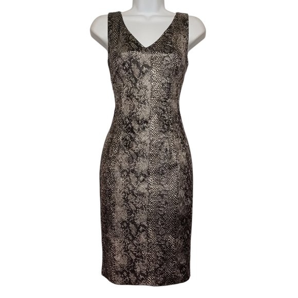 TRIO NEW YORK Dress Petite 2 XSmall Snake Animal Print Gray Black Velvet Velour - Picture 1 of 9